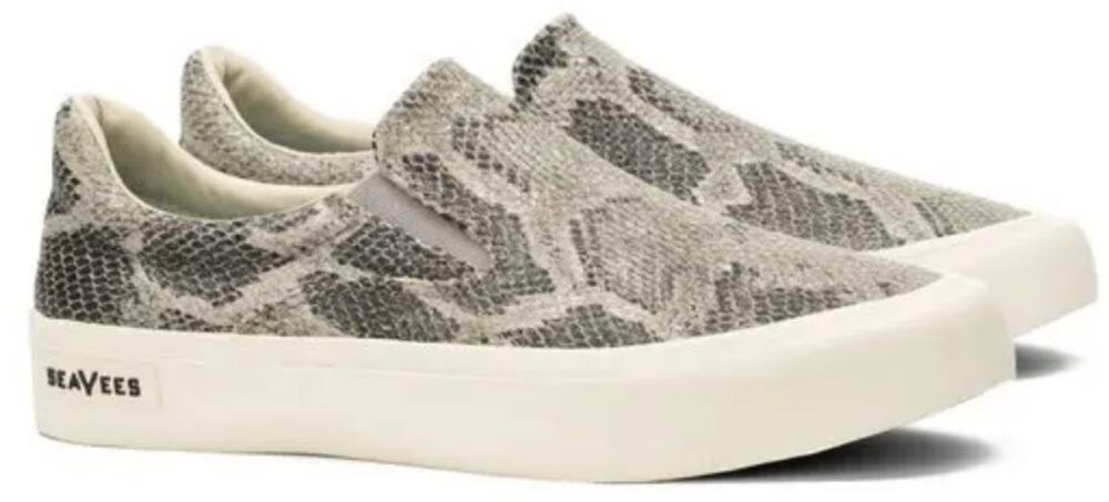 Seavees Hawthorne Slip-On Sneaker Snakeskin Mercury Textured Cotton 7.5